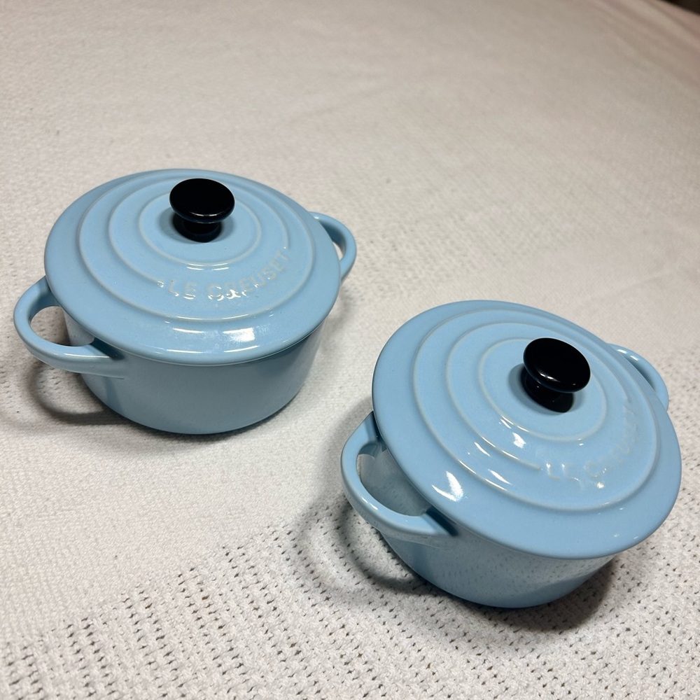 Le Creuset Light Blue Mini Cocotte Pair
